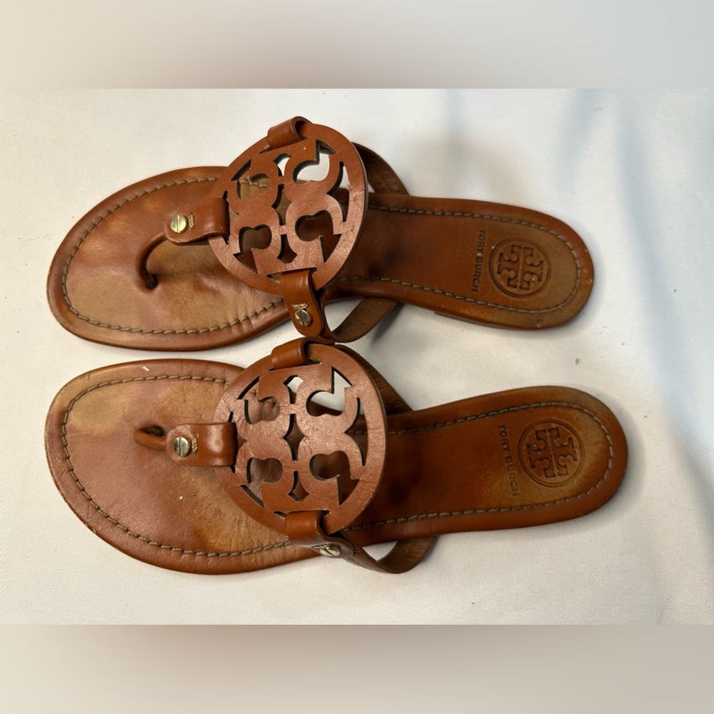 Tory Burch Miller Women’s  Cognac/Brown Sandals| Size 9 1/2 - Picture 6 of 10